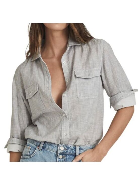 Reiss Tops - REISS grey Mimi casual button down long sleeve shirt size 14
